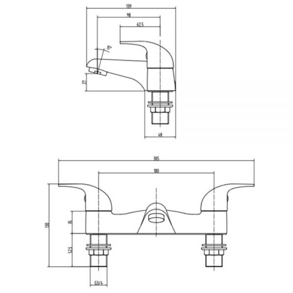 Rak Basic Chrome Bath Filler Tap #2