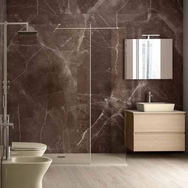 Rak Feeling Greige Stone Effect 1800 x 800 Rectangular Shower Tray #4