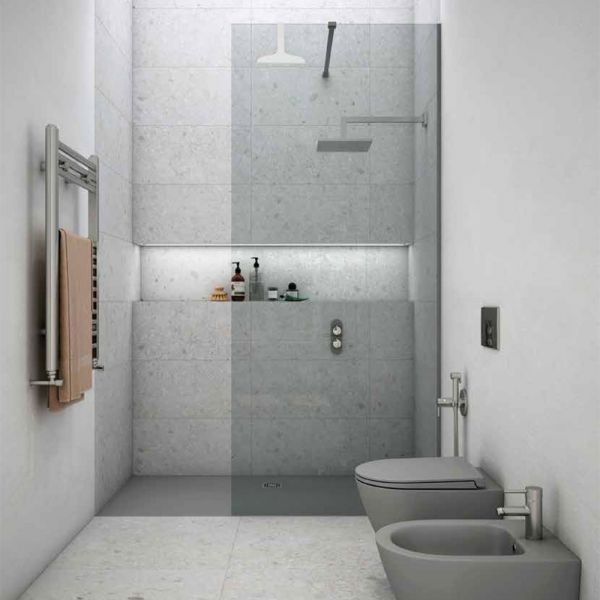 Rak Feeling Grey Stone Effect 1700 x 700 Rectangular Shower Tray #4