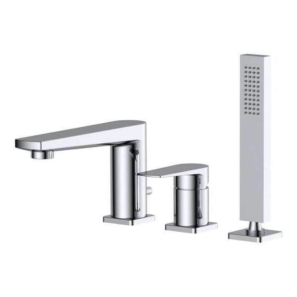 Rak Blade Chrome Deck Mounted 3 Hole Bath Shower Mixer Tap