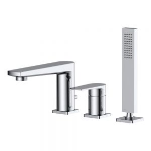 Rak Blade Chrome Deck Mounted 3 Hole Bath Shower Mixer Tap