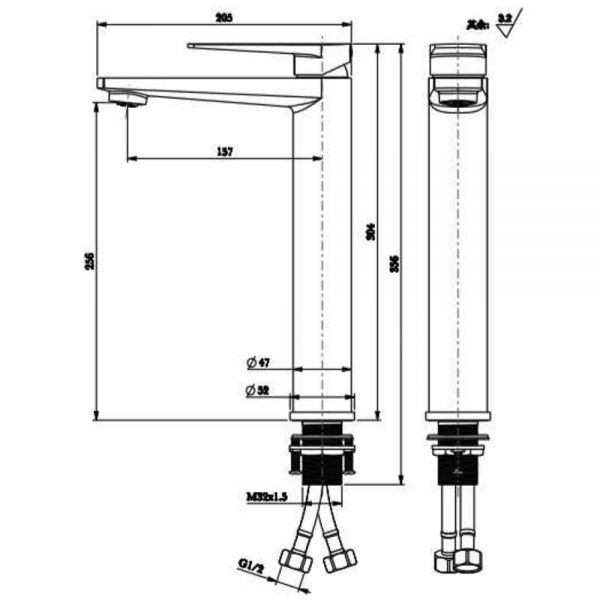 Rak Blade Chrome Tall Basin Mixer Tap #2