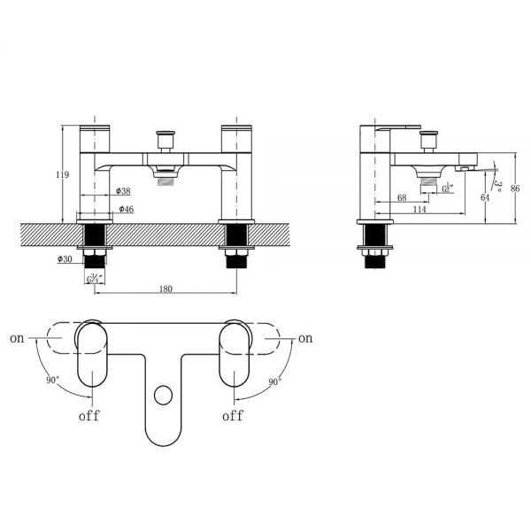 Rak Compact Chrome Bath Shower Mixer Tap #2