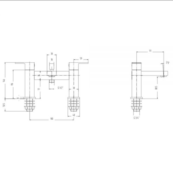 Rak Cubis Chrome Bath Shower Mixer Tap #2