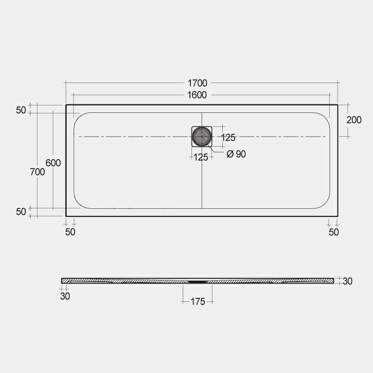 Rak Feeling White Stone Effect 1700 x 700 Rectangular Shower Tray ...