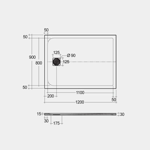 Rak Feeling White Stone Effect 1200 x 900 Rectangular Shower Tray #2