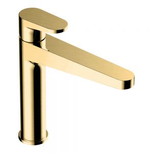 Rak Ischia Brushed Gold Mono Mid Height Basin Mixer Tap