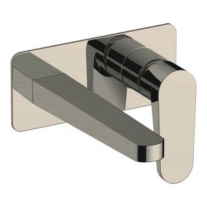 Rak Ischia Brushed Nickel Wall Mounted Basin Mixer Tap