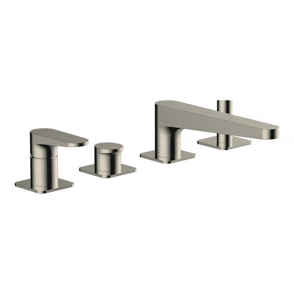 Rak Ischia Brushed Nickel Deck Mounted 4 Hole Bath Shower Mixer Tap