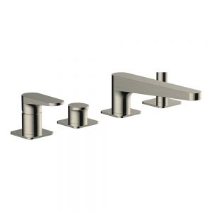Rak Ischia Brushed Nickel Deck Mounted 4 Hole Bath Shower Mixer Tap