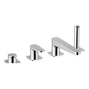 Rak Ischia Chrome Deck Mounted 4 Hole Bath Shower Mixer Tap