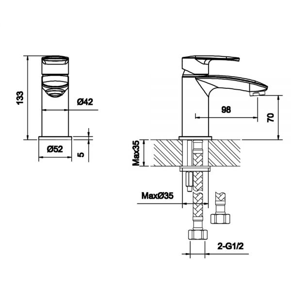 Rak Mercury Chrome Mono Basin Mixer Tap #2
