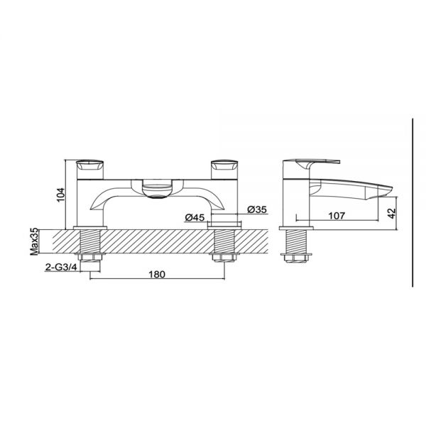 Rak Mercury Chrome Bath Filler Tap #2