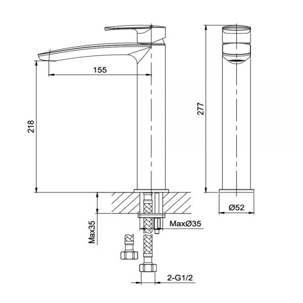 Rak Mercury Chrome Tall Basin Mixer Tap #2