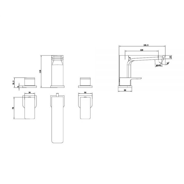 Rak Moon Chrome Deck Mounted 3 Hole Bath Filler Tap #2
