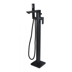 Rak Moon Matt Black Floor Standing Bath Shower Mixer Tap