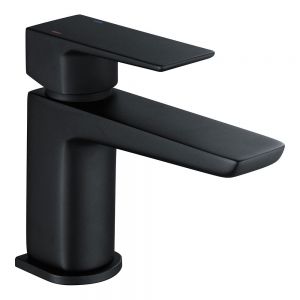 Rak Moon Matt Black Mini Basin Mixer Tap with Waste