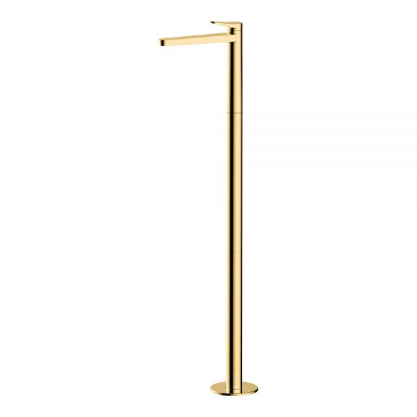 Rak Petit Round Brushed Gold Floor Standing Mono Basin Mixer Tap