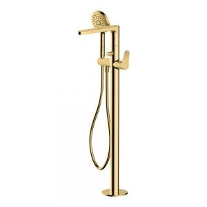 Rak Petit Round Brushed Gold Floor Standing Bath Shower Mixer Tap