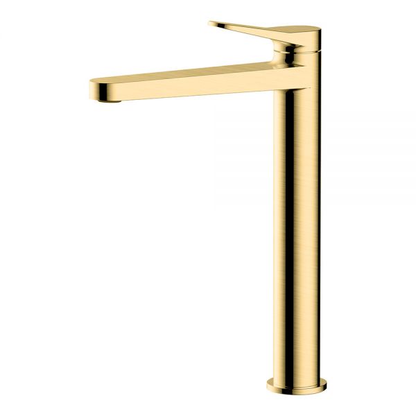 Rak Petit Round Brushed Gold Tall Basin Mixer Tap