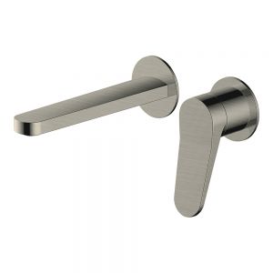 Rak Petit Round Brushed Nickel Wall Mounted Basin Mixer Tap