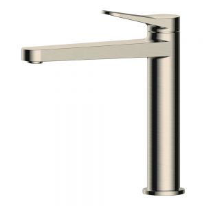 Rak Petit Round Brushed Nickel Mono Mid Height Basin Mixer Tap