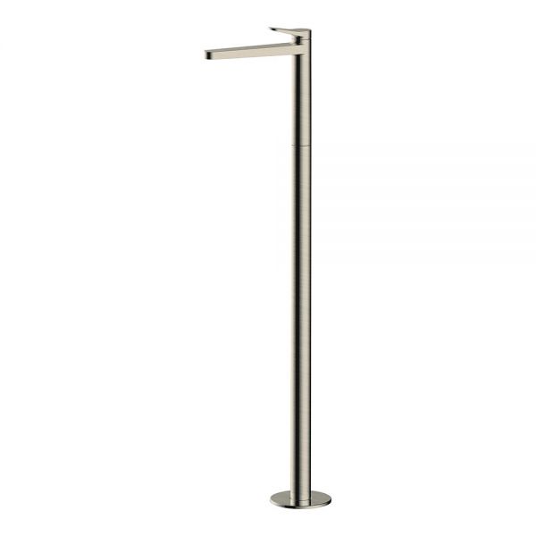 Rak Petit Round Brushed Nickel Floor Standing Mono Basin Mixer Tap