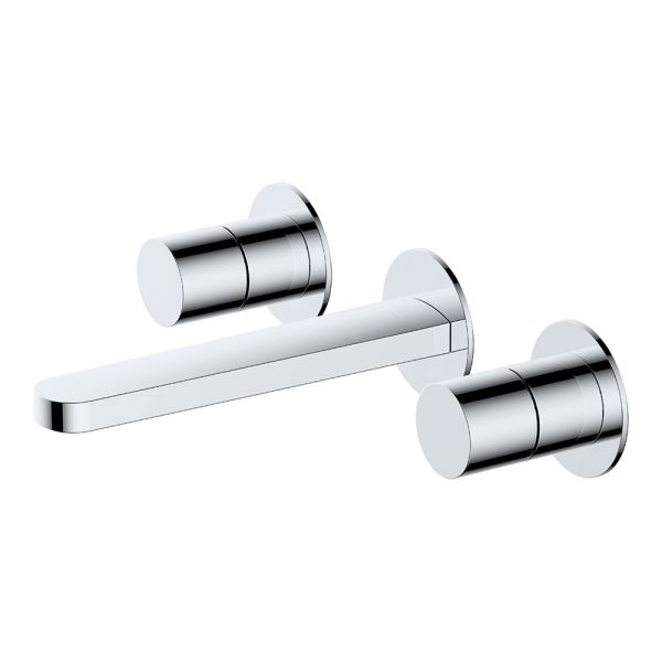 Rak Petit Round Chrome 3 Hole Wall Mounted Basin Mixer Tap