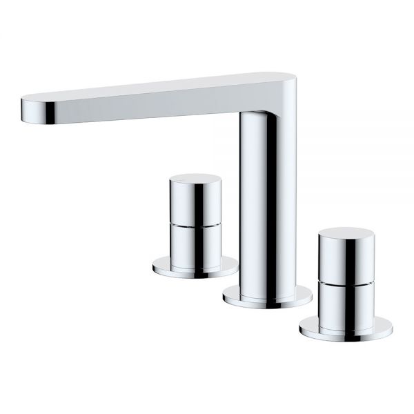 Rak Petit Round Chrome Deck Mounted 3 Hole Basin Mixer Tap