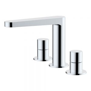 Rak Petit Round Chrome Deck Mounted 3 Hole Basin Mixer Tap
