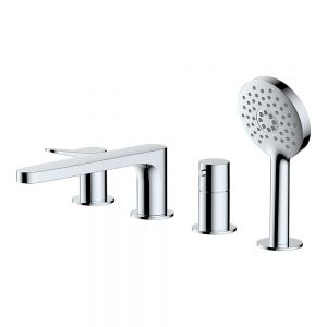 Rak Petit Round Chrome Deck Mounted 4 Hole Bath Shower Mixer Tap