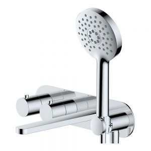 Rak Petit Round Chrome 4 Hole Wall Mounted Thermostatic Bath Shower Mixer Tap