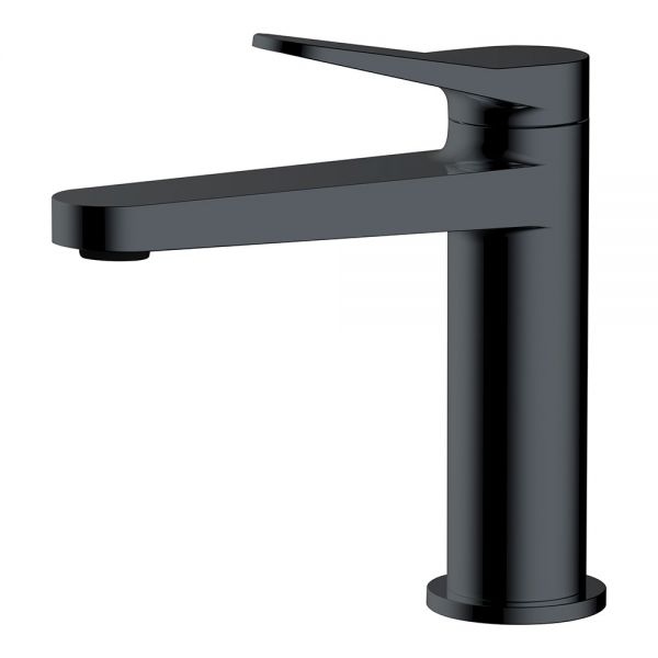 Rak Petit Round Matt Black Mono Basin Mixer Tap