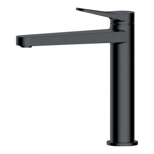 Rak Petit Round Matt Black Mono Mid Height Basin Mixer Tap