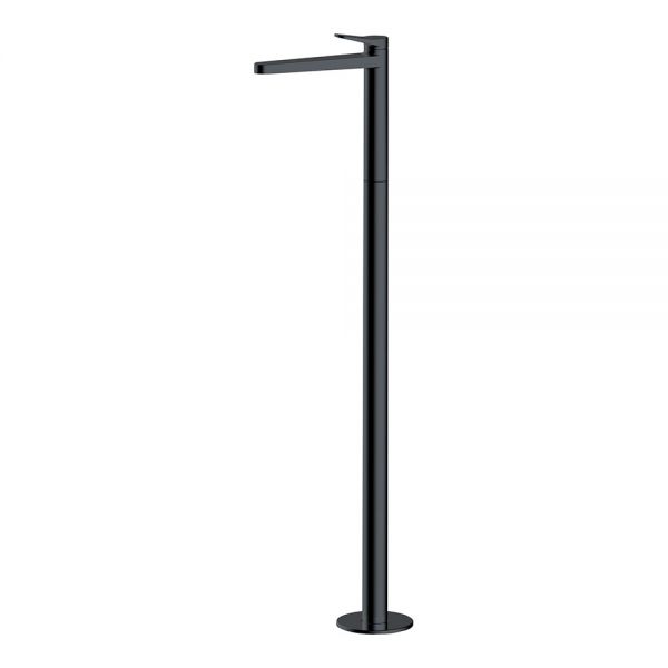 Rak Petit Round Matt Black Floor Standing Mono Basin Mixer Tap