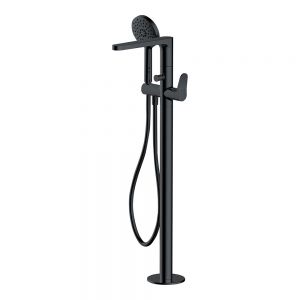 Rak Petit Round Matt Black Floor Standing Bath Shower Mixer Tap