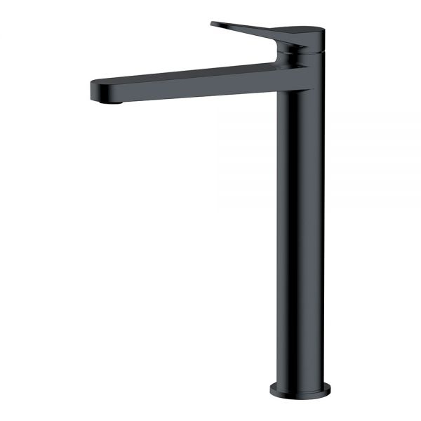 Rak Petit Round Matt Black Tall Basin Mixer Tap