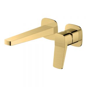 Rak Petit Square Brushed Gold Wall Mounted Basin Mixer Tap