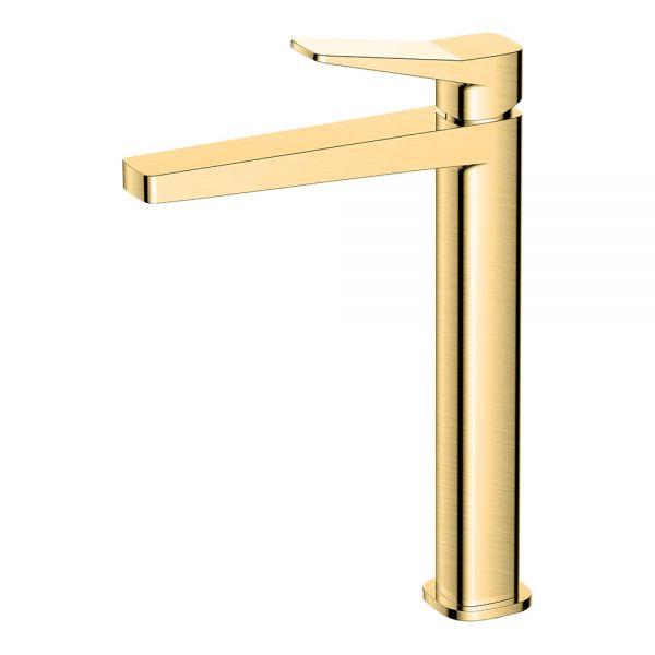 Rak Petit Square Brushed Gold Tall Basin Mixer Tap