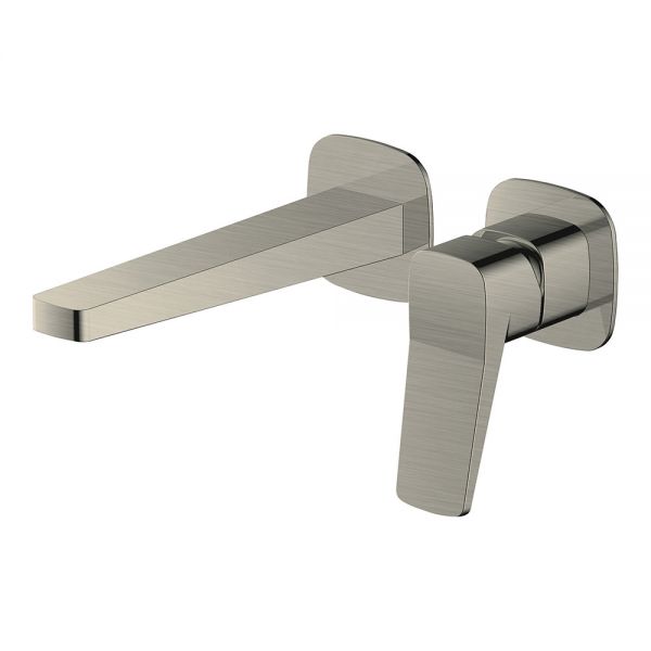 Rak Petit Square Brushed Nickel Wall Mounted Basin Mixer Tap