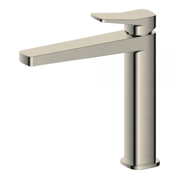 Rak Petit Square Brushed Nickel Mono Mid Height Basin Mixer Tap