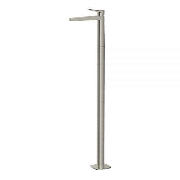 Rak Petit Square Brushed Nickel Floor Standing Mono Basin Mixer Tap