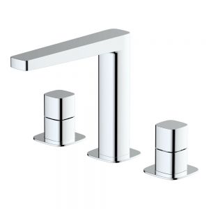 Rak Petit Square Chrome Deck Mounted 3 Hole Basin Mixer Tap