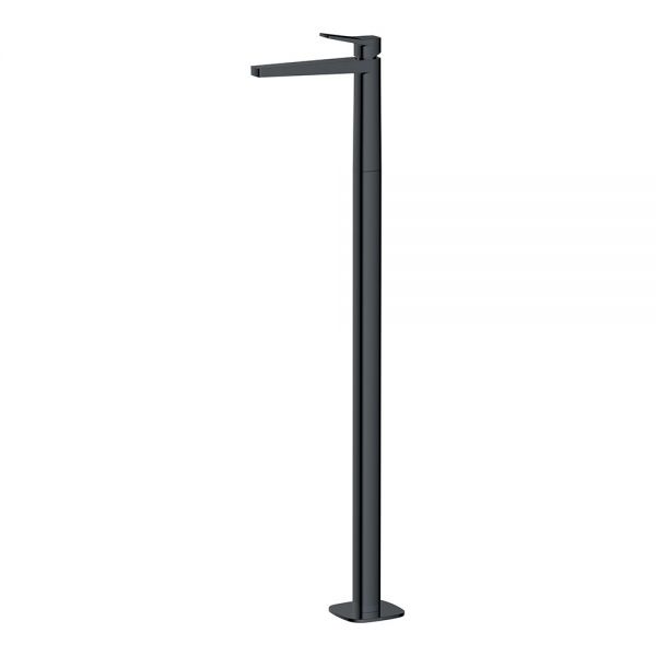 Rak Petit Square Matt Black Floor Standing Mono Basin Mixer Tap
