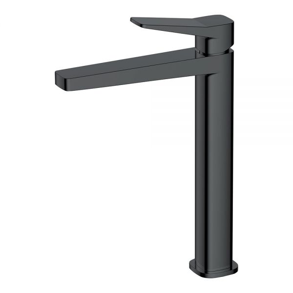 Rak Petit Square Matt Black Tall Basin Mixer Tap