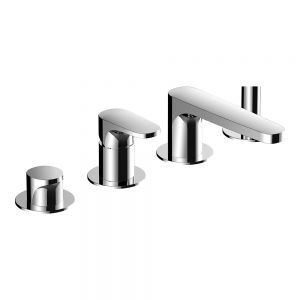 Rak Portofino Chrome Deck Mounted 4 Hole Bath Shower Mixer Tap