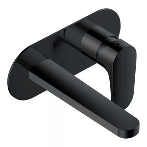 Rak Portofino Matt Black Wall Mounted Basin Mixer Tap