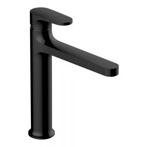 Rak Portofino Matt Black Mono Mid Height Basin Mixer Tap