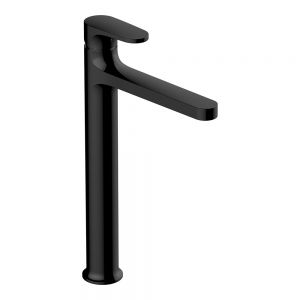 Rak Portofino Matt Black Tall Basin Mixer Tap