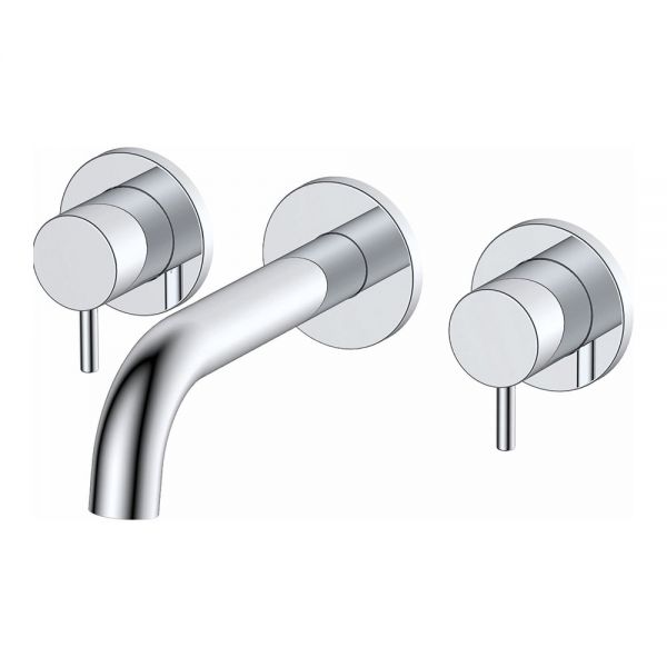 Rak Prima Tech Chrome 3 Hole Wall Mounted Basin Mixer Tap